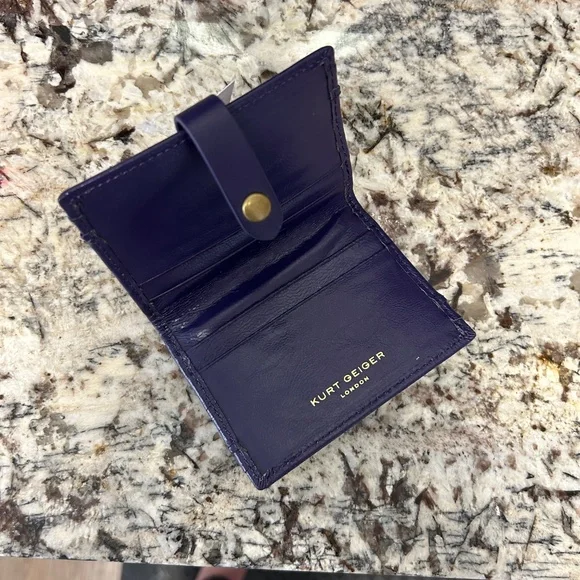 NWT Kurt Geiger Purple Leather Bi-Fold Snap Closure Card Holder - Picture 7 of 9